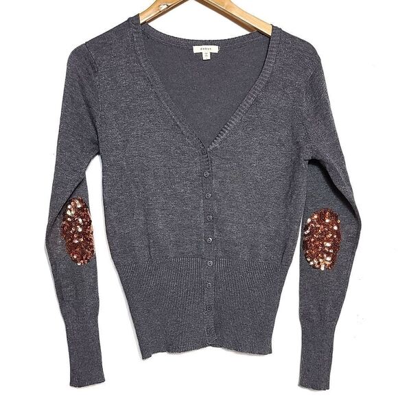 Button up Gray sequin sweater cardigan - Picture 2 of 6